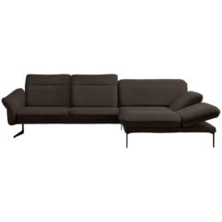 Ecksofa in Webstoff Dunkelbraun