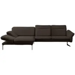 Ecksofa in Webstoff Dunkelbraun