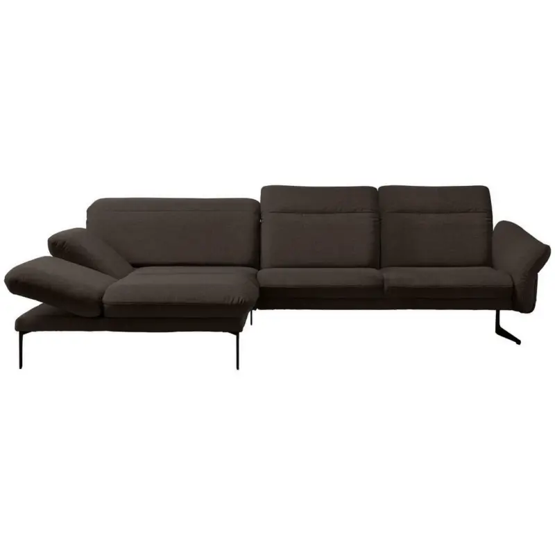Ecksofa in Webstoff Dunkelbraun