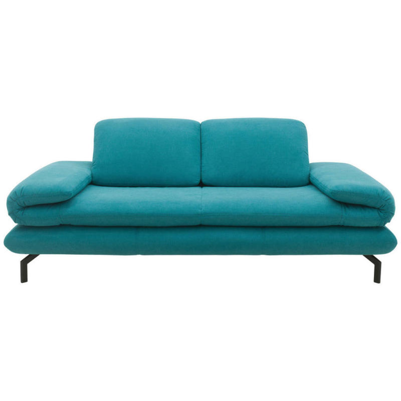 Zweisitzer-Sofa mit Funktionen in Webstoff Petrol