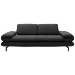 Zweisitzer-Sofa mit Funktionen in Webstoff Dunkelgrau