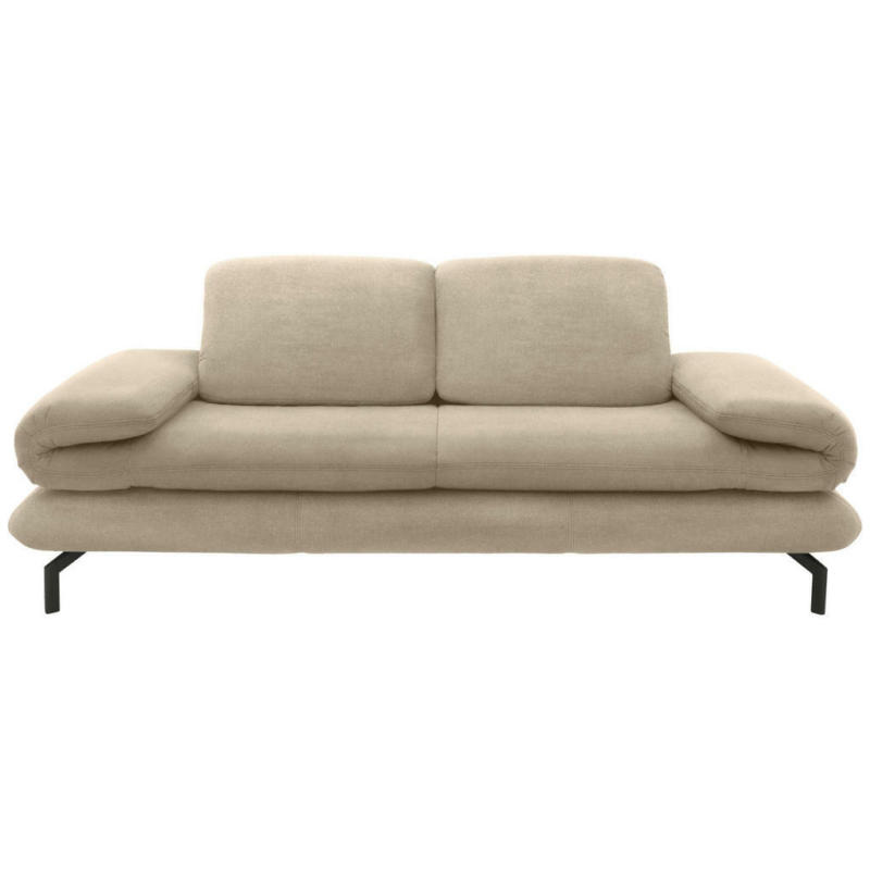Zweisitzer-Sofa mit Funktionen in Webstoff Beige