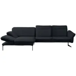 Ecksofa in Webstoff Dunkelblau