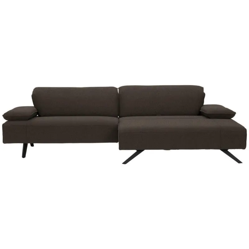 Ecksofa in Flachgewebe Dunkelbraun
