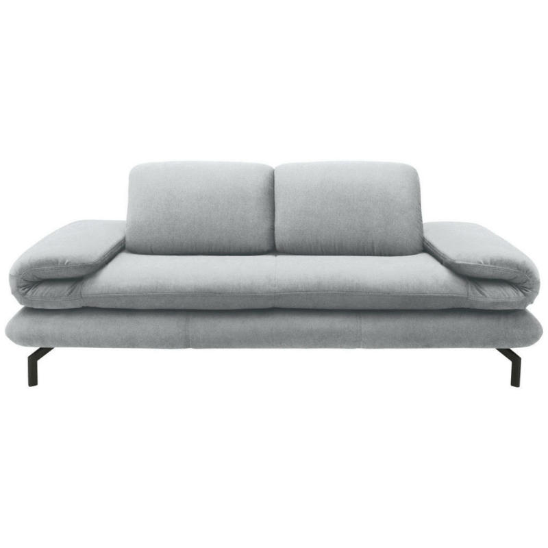 Zweisitzer-Sofa mit Funktionen in Webstoff Silberfarben