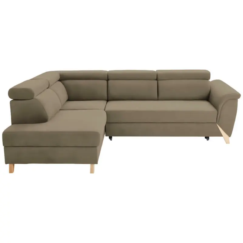 Ecksofa in Echtleder Hellbraun