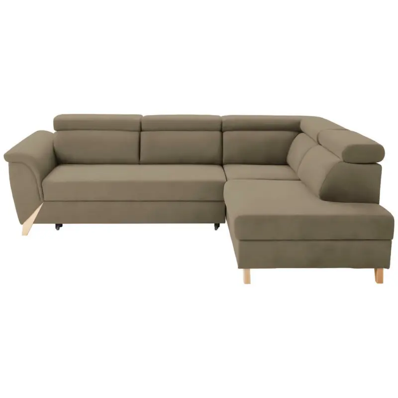 Ecksofa in Echtleder Hellbraun