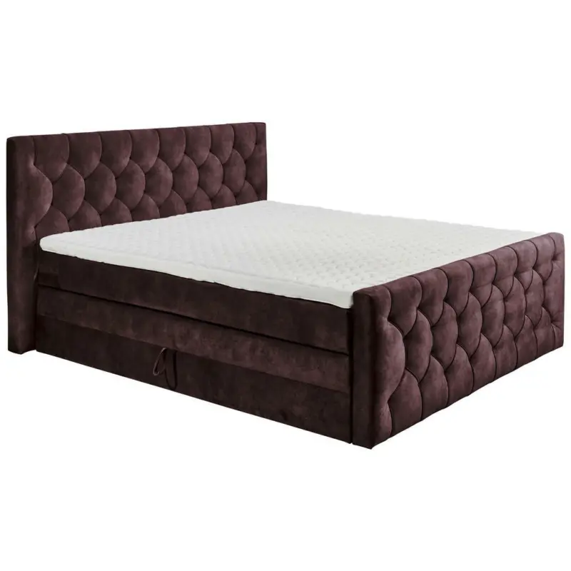 Boxspringbett 180/200 cm in Aubergine