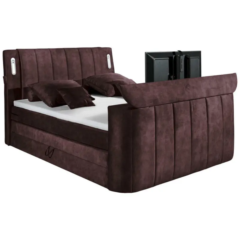 Boxspringbett 180/200 cm in Aubergine