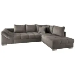 Eckschlafsofa in Mikrofaser Graubraun