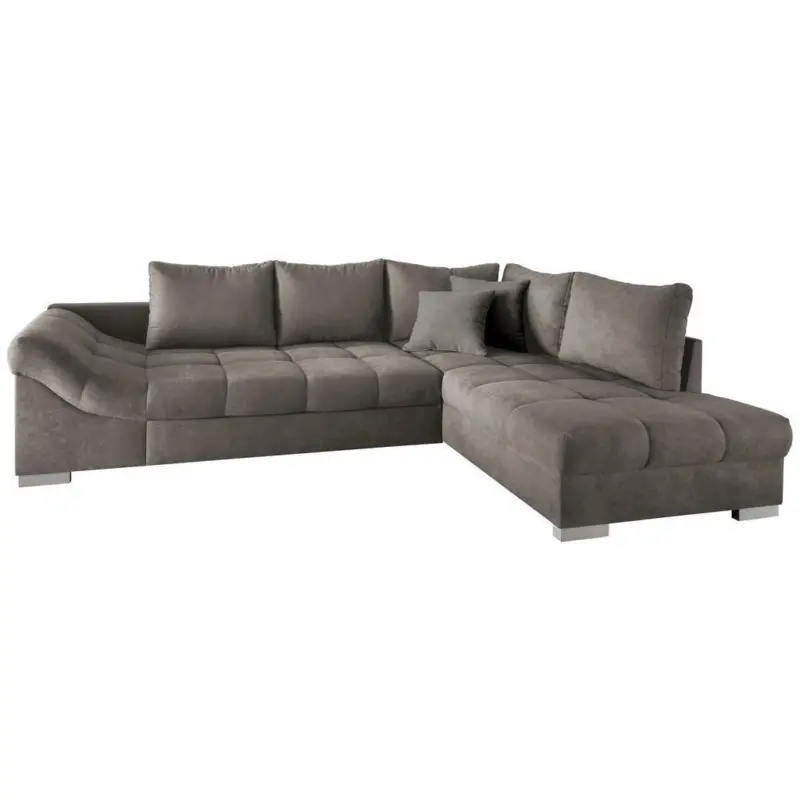 Eckschlafsofa in Mikrofaser Graubraun