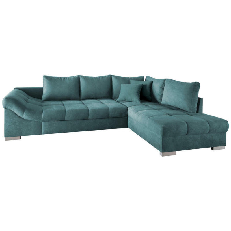 Eckschlafsofa in Mikrofaser Petrol