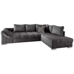 Eckschlafsofa in Mikrofaser Anthrazit