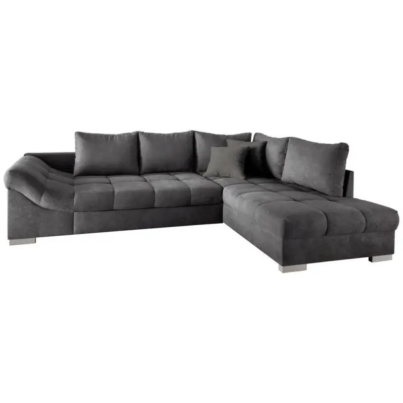 Eckschlafsofa in Mikrofaser Anthrazit