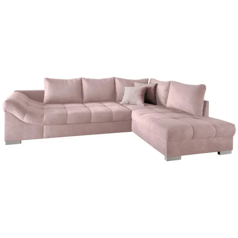 Eckschlafsofa in Mikrofaser Rosa