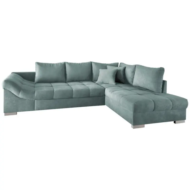 Eckschlafsofa in Mikrofaser Mintgrün