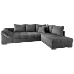 Eckschlafsofa in Mikrofaser Dunkelgrau