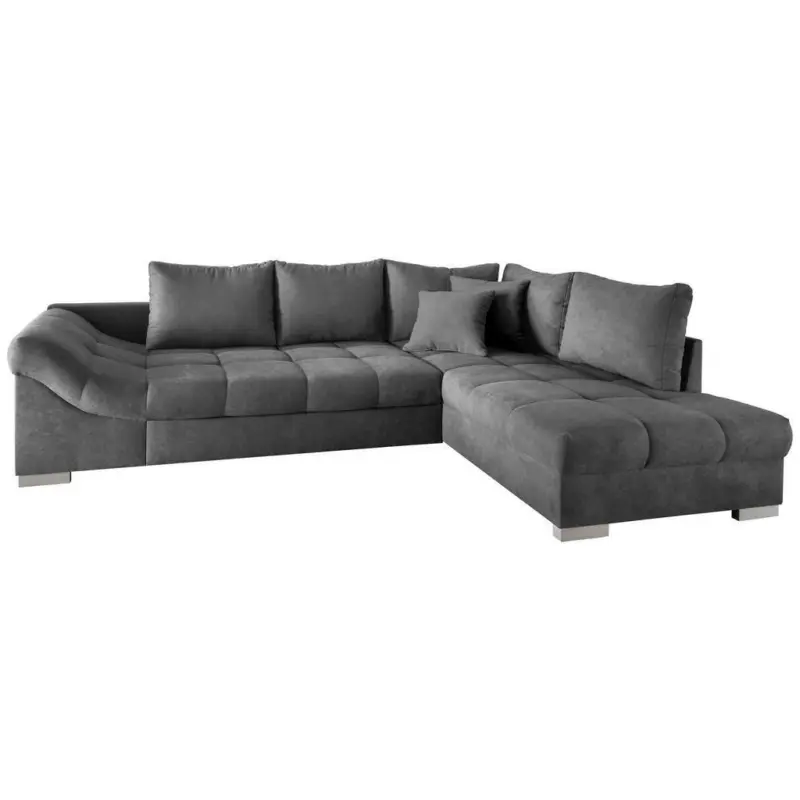 Eckschlafsofa in Mikrofaser Dunkelgrau