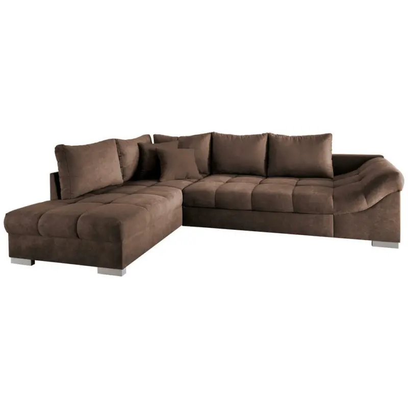 Eckschlafsofa in Mikrofaser Braun