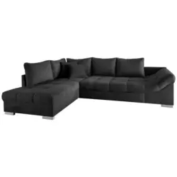 Eckschlafsofa in Mikrofaser Schwarz