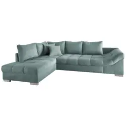 Eckschlafsofa in Mikrofaser Mintgr&uuml;n