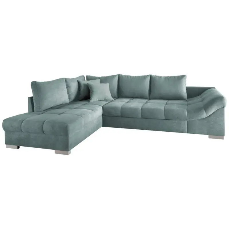 Eckschlafsofa in Mikrofaser Mintgr&uuml;n