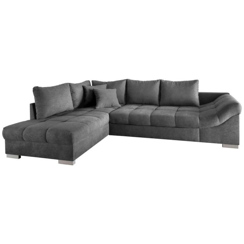 Eckschlafsofa in Mikrofaser Dunkelgrau