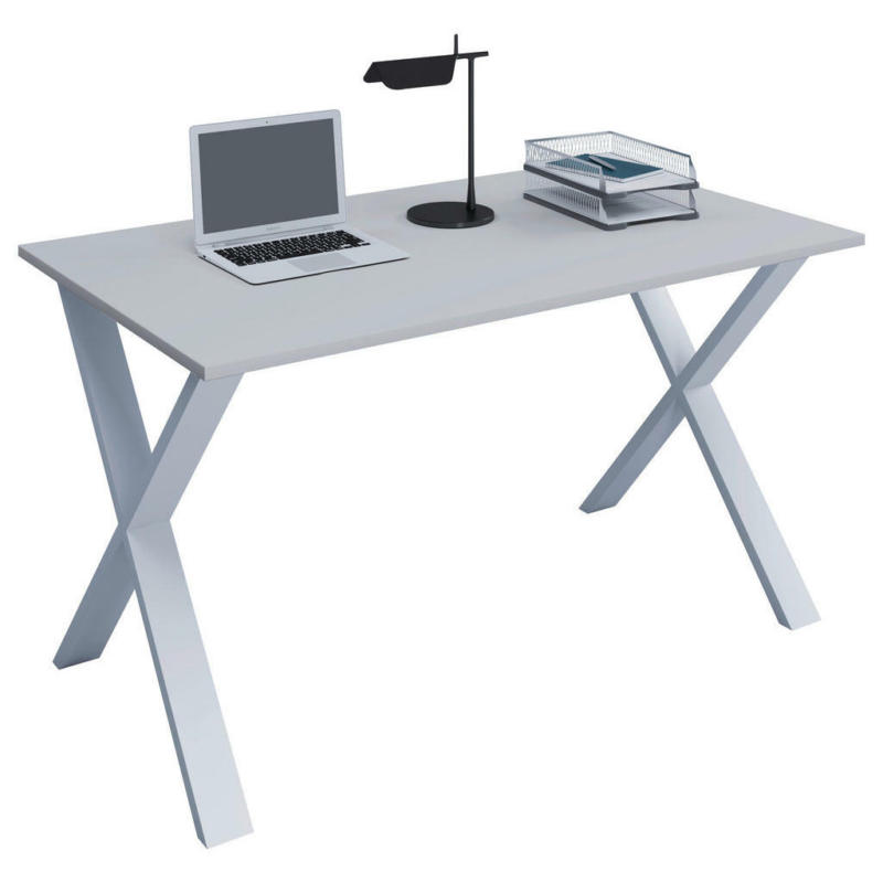 Schreibtisch 140/50/76 cm in Grau, Weiß