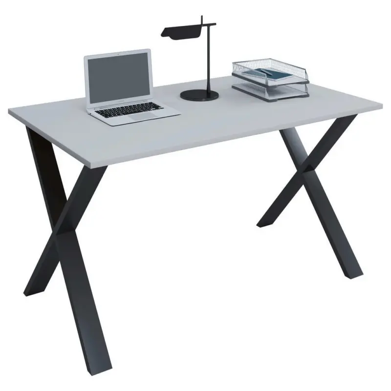 Schreibtisch 140/50/76 cm in Grau, Schwarz