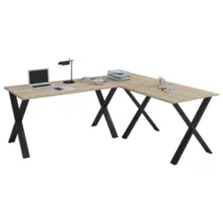 Eckschreibtisch 190/50/76 cm in Schwarz, Sonoma Eiche