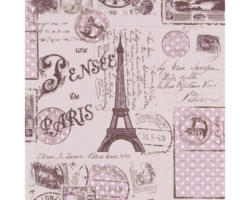 Papiertapete Boys & Girls Briefe aus Paris rosa/braun