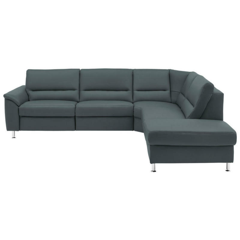 Ecksofa in Echtleder Blaugrau