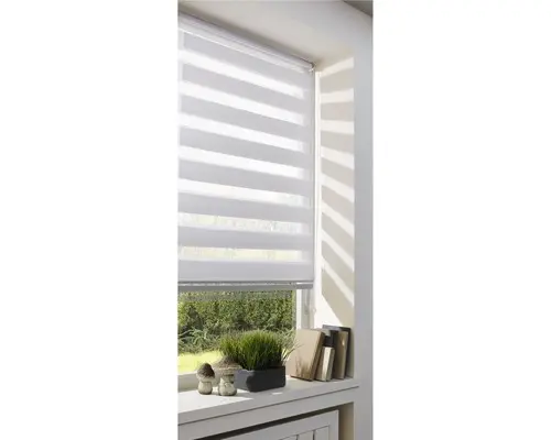 Doppelrollo mit Seitenverspannung ohne Bohren uni weiß 90x210 cm inkl. Klemmträger