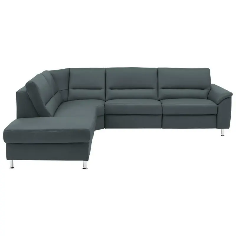 Ecksofa in Echtleder Blaugrau