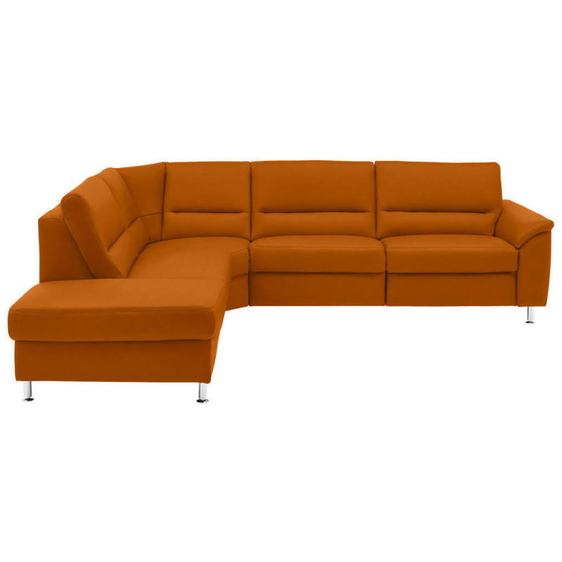 Ecksofa in Echtleder Orange