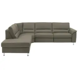 Ecksofa in Echtleder Hellgrau