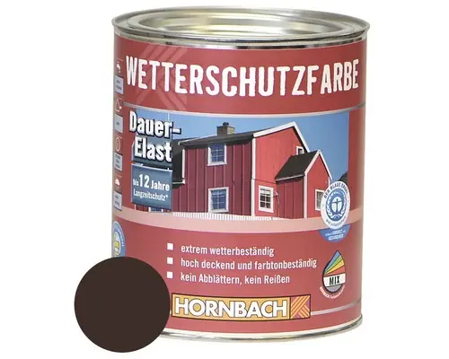 HORNBACH Holzfarbe Wetterschutzfarbe dunkelbraun 750ml