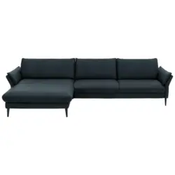 Ecksofa in Echtleder Dunkelblau