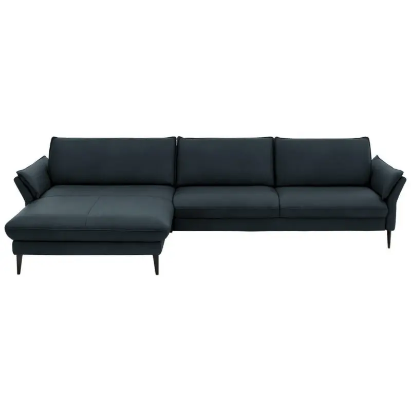 Ecksofa in Echtleder Dunkelblau