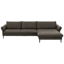 Ecksofa in Echtleder Graubraun