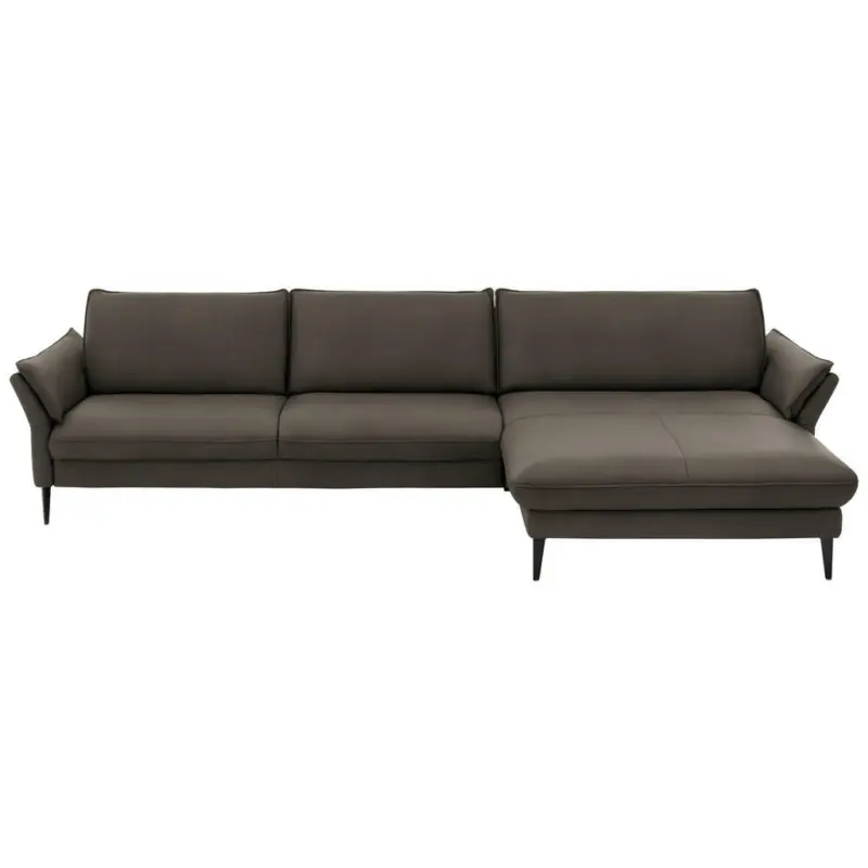 Ecksofa in Echtleder Graubraun