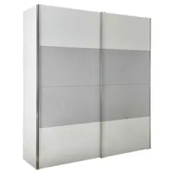 Schwebetürenschrank in Grau, Weiß