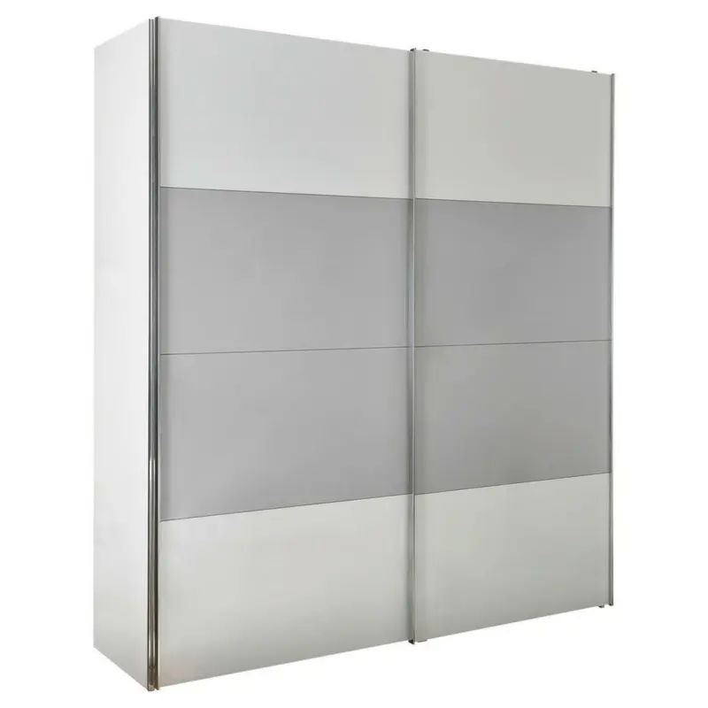 Schwebetürenschrank in Grau, Weiß