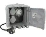 Hornbach Gartensteckdose quadrat Steinoptik 2-fach mit Zeitschaltuhr, grau