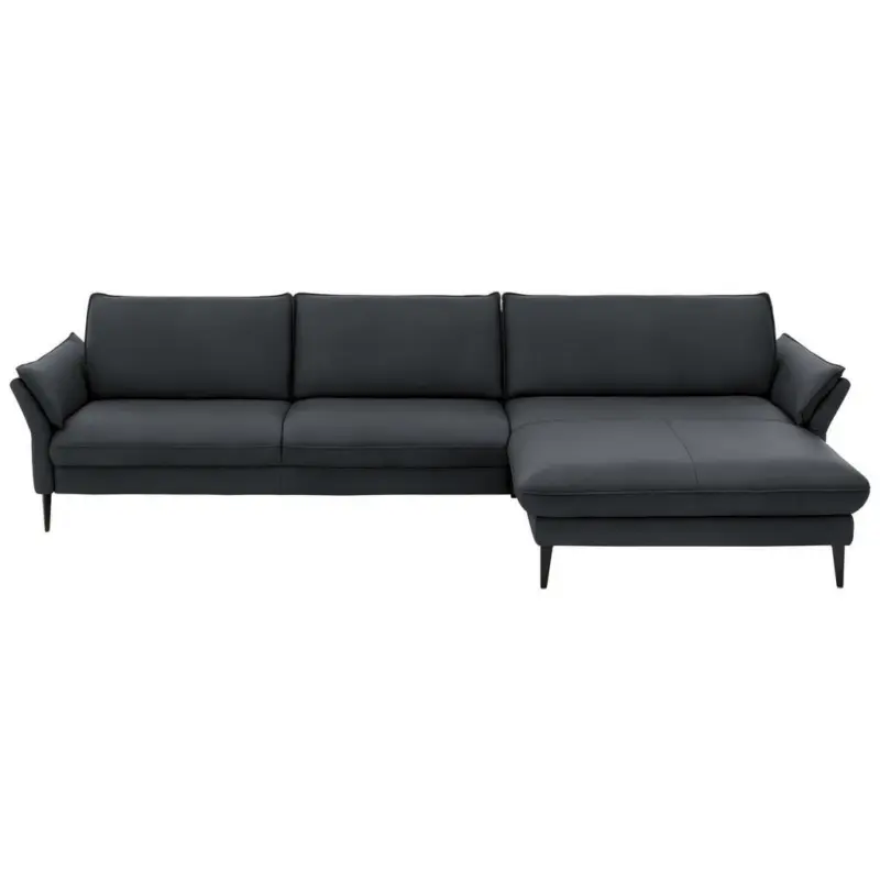 Ecksofa in Echtleder Anthrazit