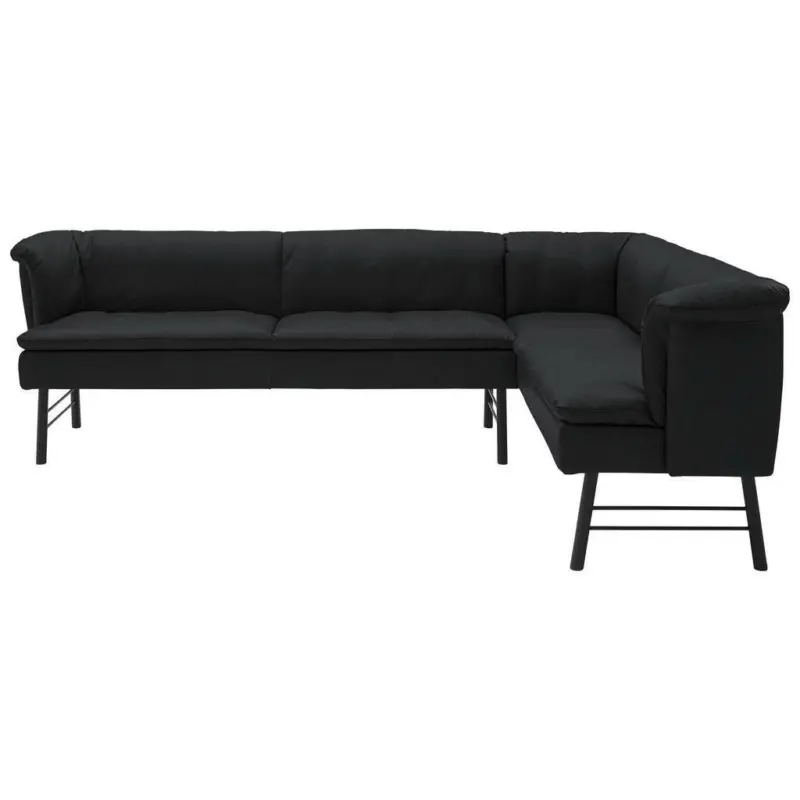 Eckbank 244/168 cm in Anthrazit, Schwarz