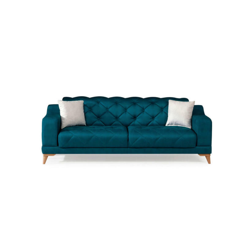 Dreisitzer-Sofa in Webstoff Petrol