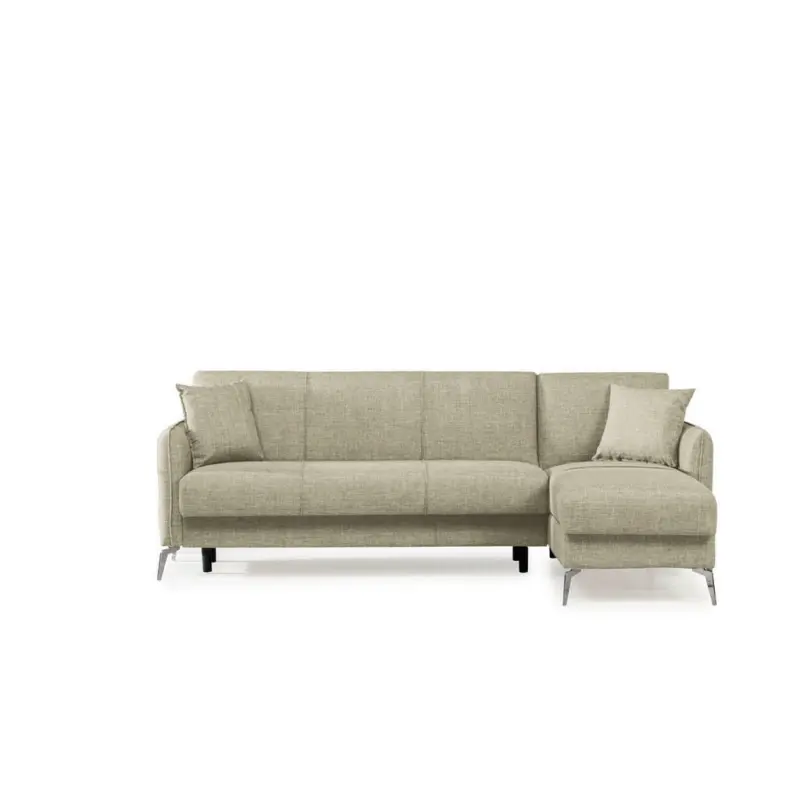 Eckschlafsofa in Webstoff Creme