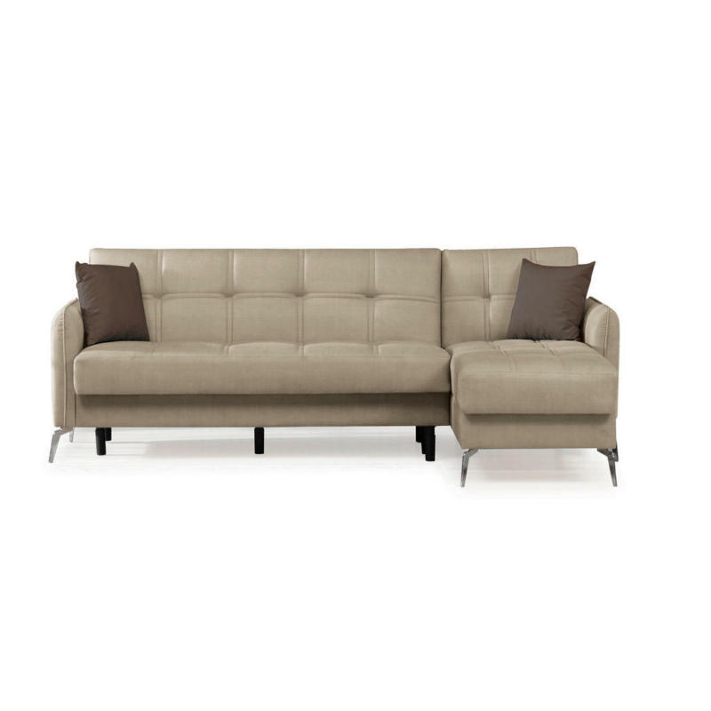 Eckschlafsofa in Webstoff Sandfarben