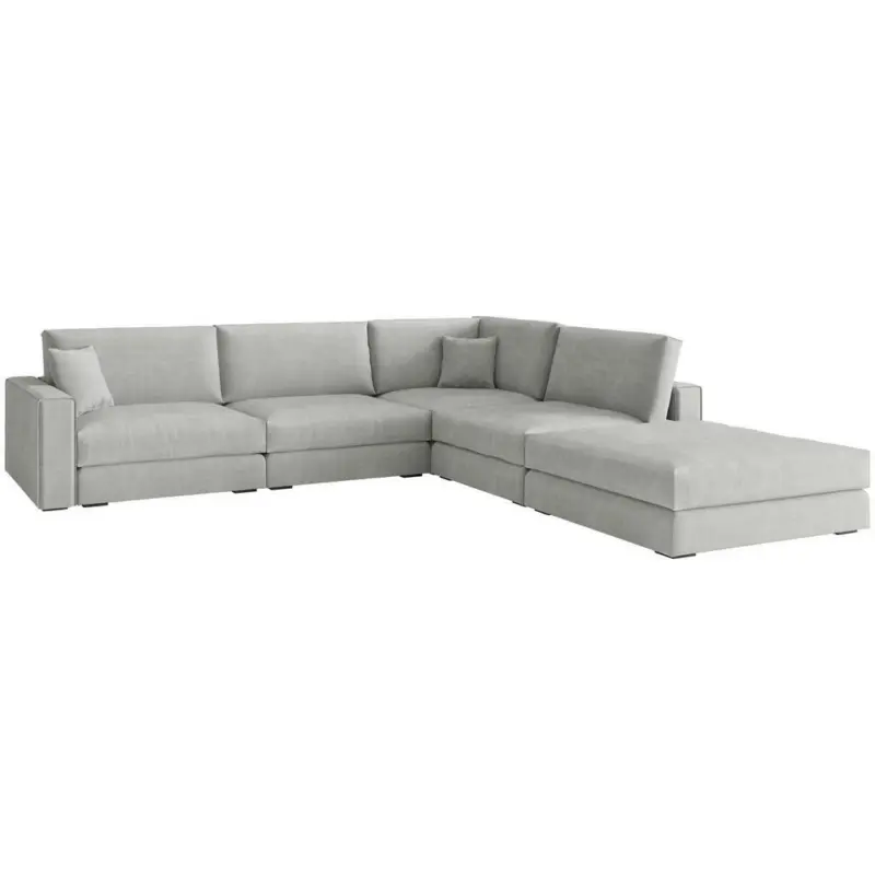 Ecksofa in Flachgewebe Silberfarben